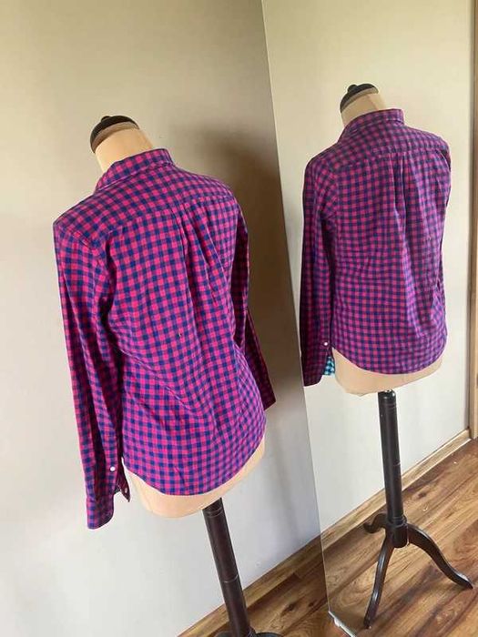 Untuckit roz neon bawelna koszula krata basic do wszystkiego casual