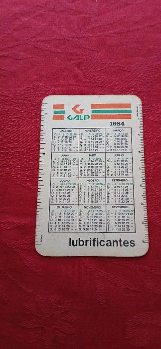 Calendário de bolso - Galp - de 1984
