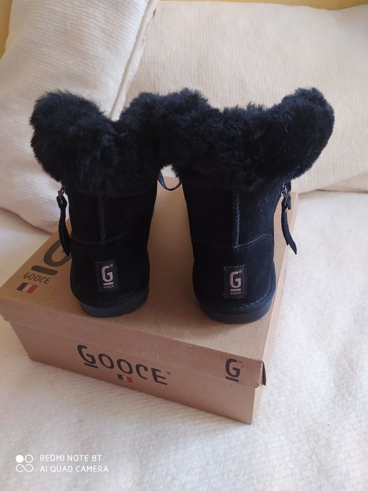 42 /43  27-27,5 cm stopa GOOCE emu wełna skóra naturalna czarne