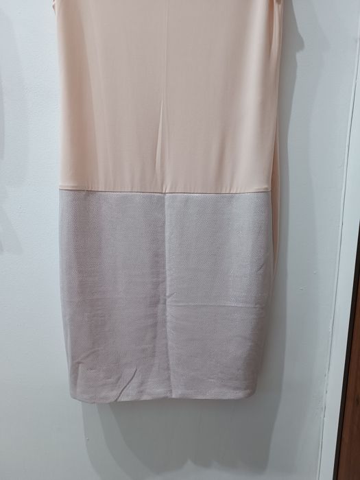 Elegancka sukienka damska pudrowy róż z narzutką 2w1 rozm. L na komunię, wesele, chrzciny