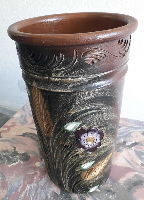 Suporte de Guarda Chuvas em barro pintado à mão