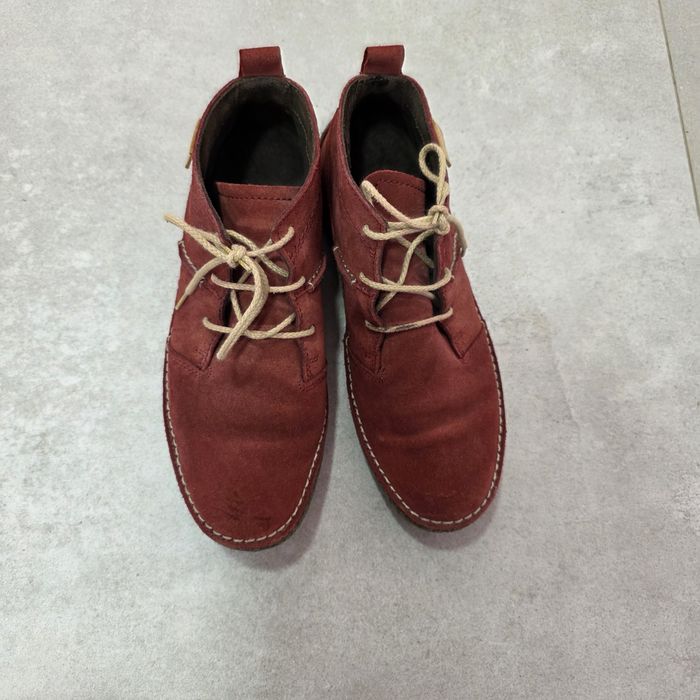 Camel Active wiązane skórzane botki bordo