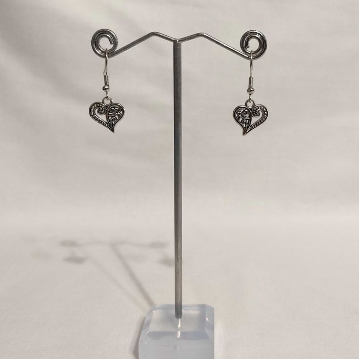 K214 Kolczyki wiszące Serca Serduszka Handmade