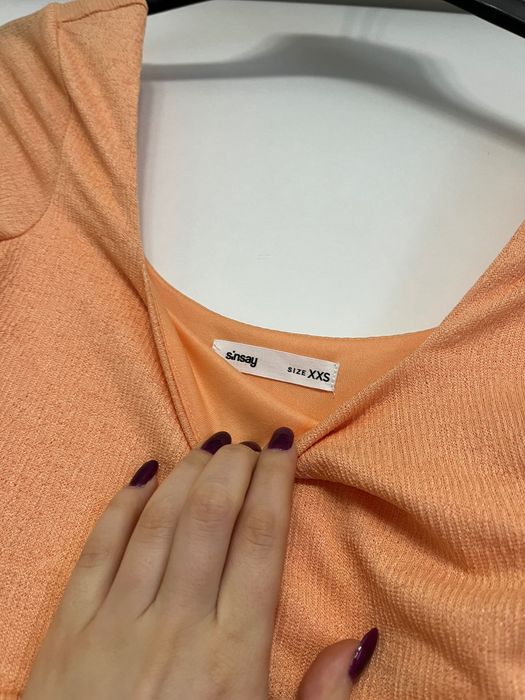 Długa pomarańczowa sukienka Sinsay XXS
