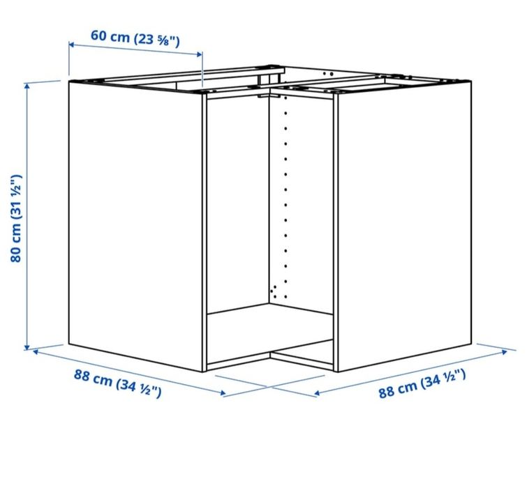 Szafka narożna  Ikea Metod 88x88 + karuzela+ fronty Bodbyn