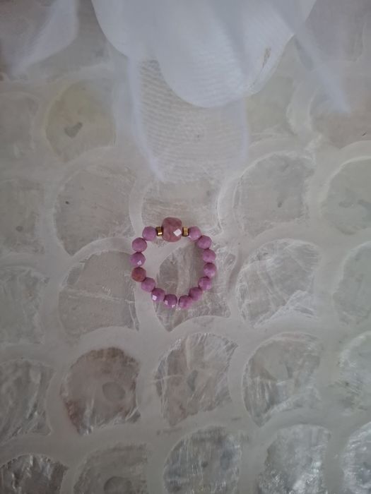 Pierścionek handmade z naturalnych kamieni mika rodonit hematyt