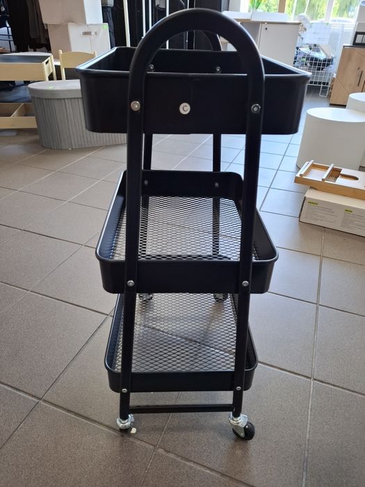 Trzypoziomowy metalowy wózek organizer na kółkach