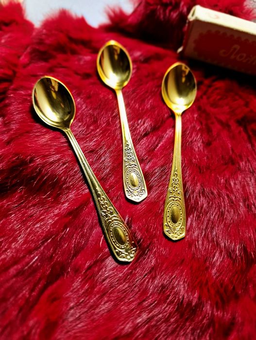 Чайные ложки с двухслойным покрытием серебро- золото Кольчугино СССР