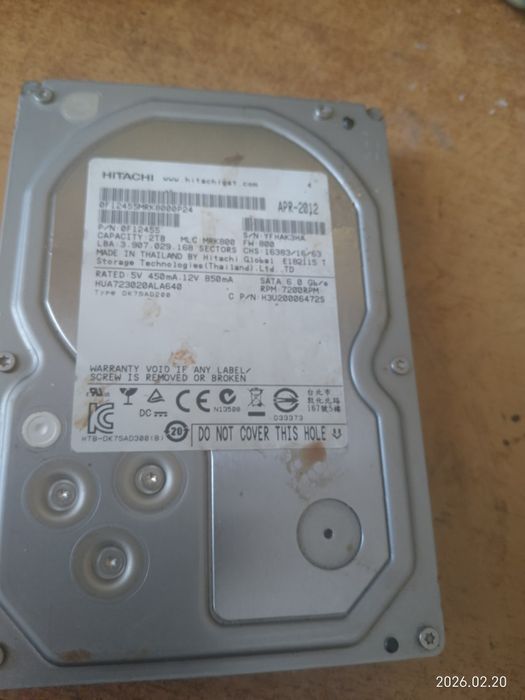 Продам жёсткий диск hitachi 2 ТБ на 3,5 дюйма