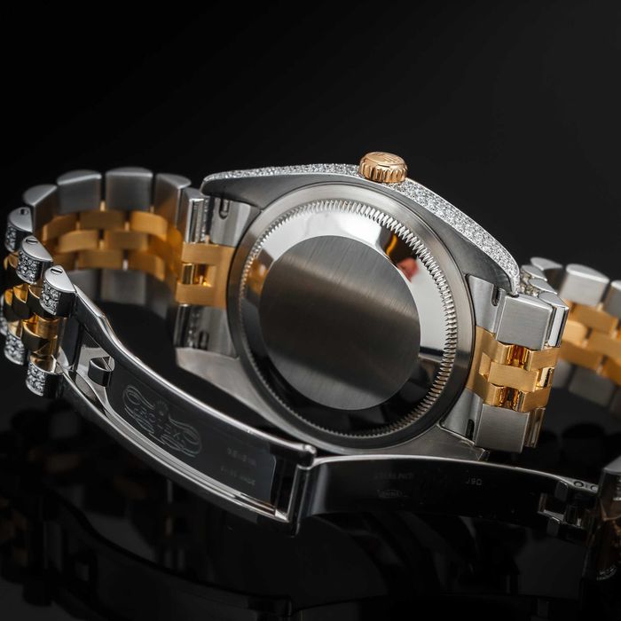 Zegarek Rolex Datejust 36mm z diamentami iced, czarna tarcza