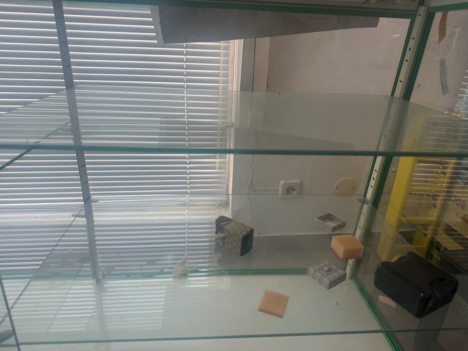 Mini montra/balcão em vidro com prateleira