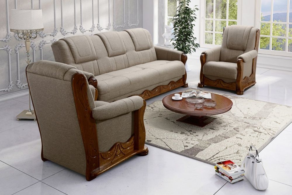 Zestaw wypoczynkowy 311 "KOMFORT" stylowy tkanina / dąb PRODUCENT