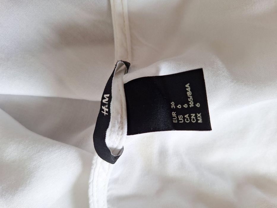 Top koszulka 36 S biała żółta wstawka H&M ramiączka