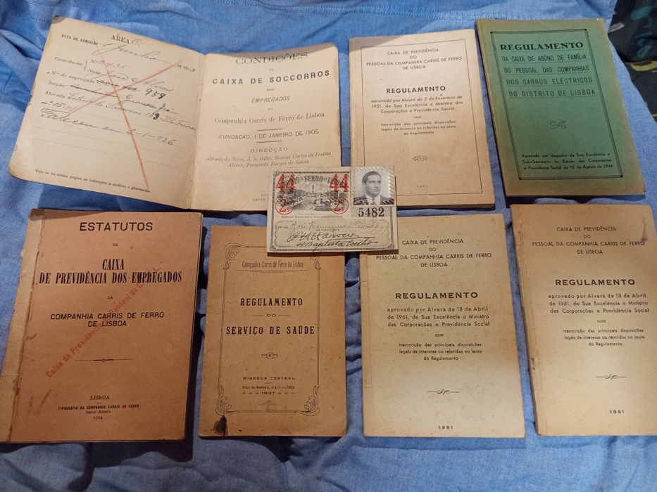 Cartão e documentos antigos da Carris de Ferro
