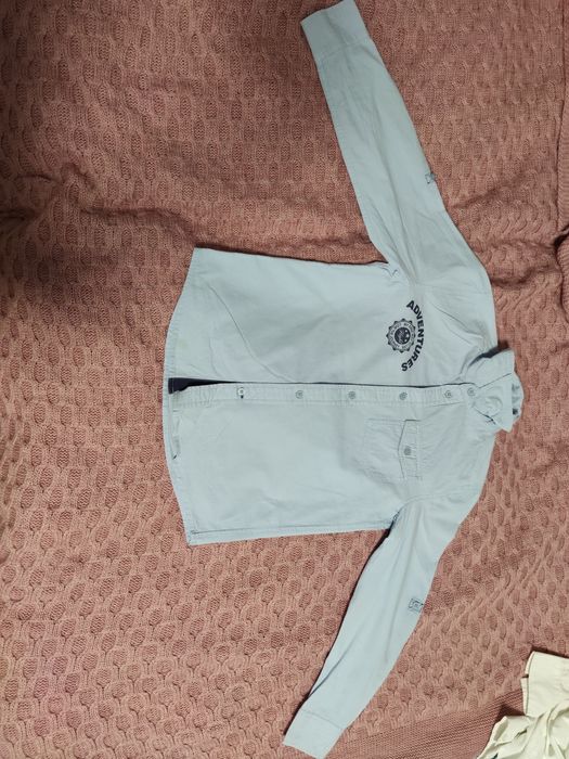 Голубая рубашка размер 140 на 8-10 лет