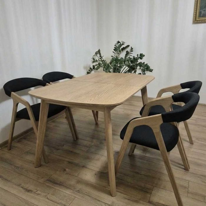 Stół dębowy (lite drewno) - rozkładany, styl nowoczesny, loft