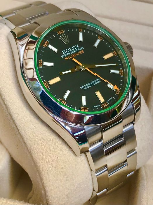 Rolex Milgauss Green sapphire.
