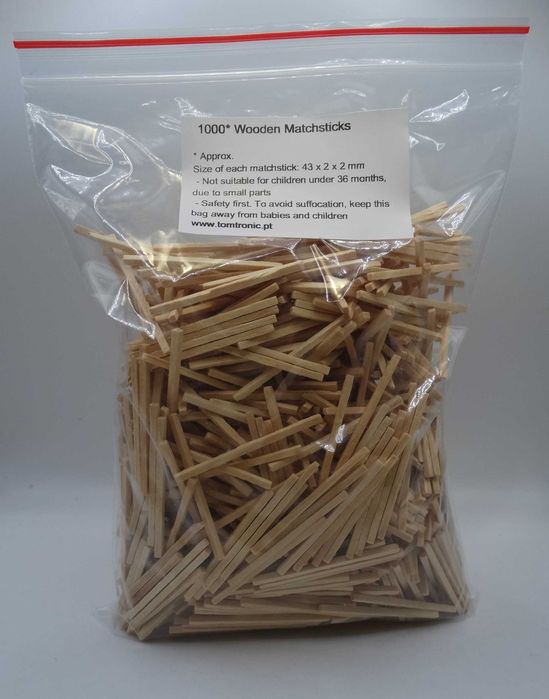 1000x fósforos sem cabeça para fazer modelos (43x2x2mm)