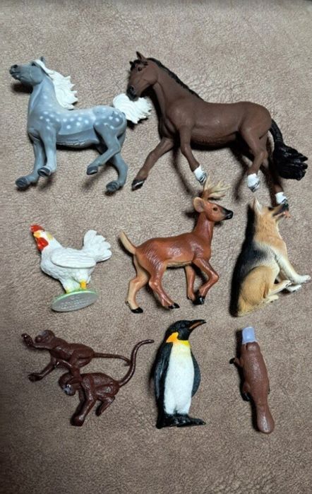 Фигурки Schleich Safari  Bullyland Лошадь Тракененский мерин овчарка Олень Петух обезьяна пингвин утконос коллекционные
