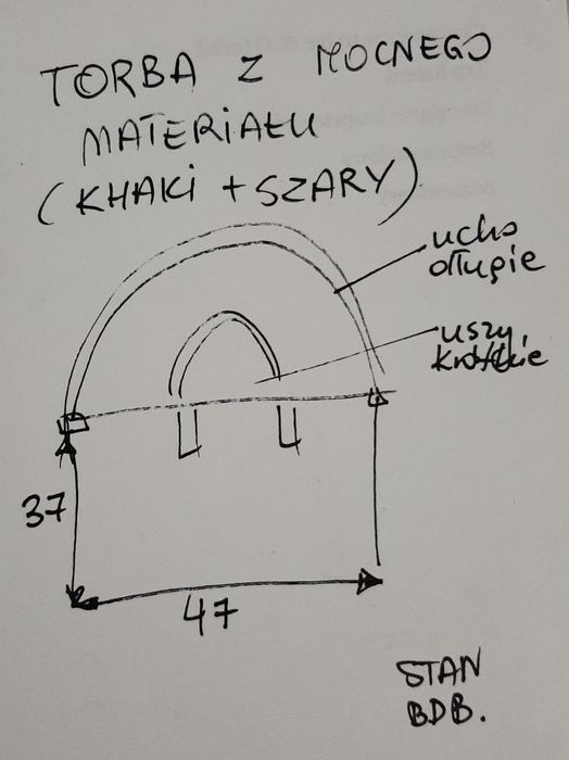 Torba na ramię z  mocnego materiału.  Zieleń Khaki/ szara.