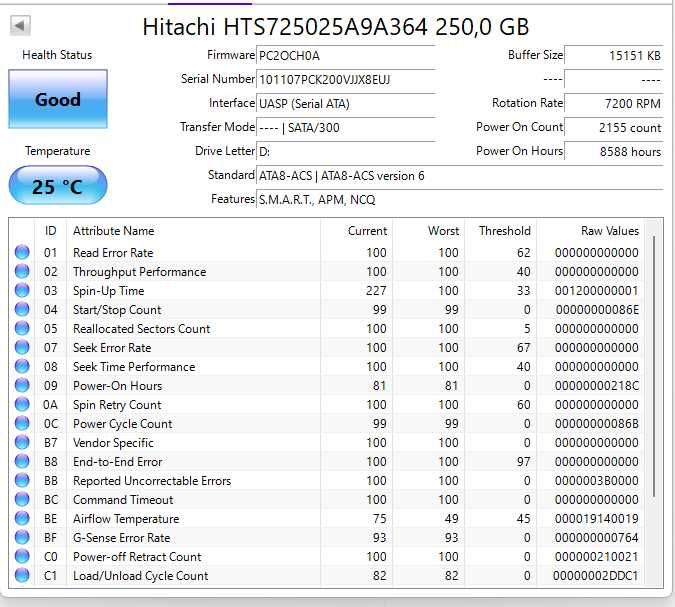 Disco HDD 2.5' - Hitachi 250 GB