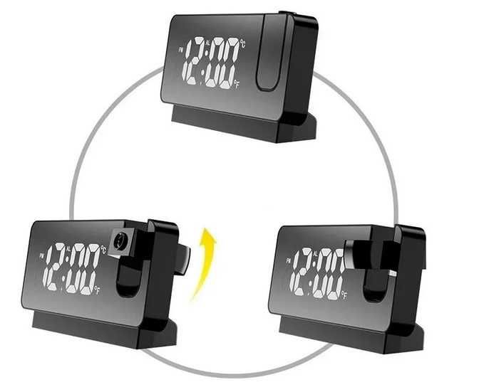 BUDZIK Zegar Cyfrowy Elektroniczny PROJEKTOR Czasu LED Lustro