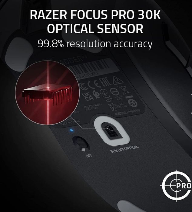 Razer DeathAdder V3 Optical Mouse, 30,000 DPI, Black64740296343171122