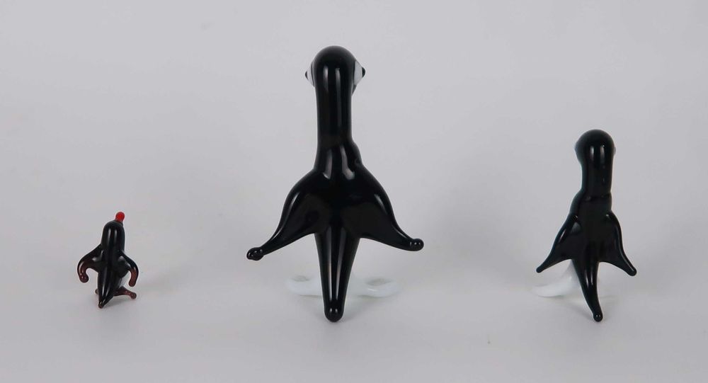 Figuras miniaturas vidro soprado - Família de Pinguins