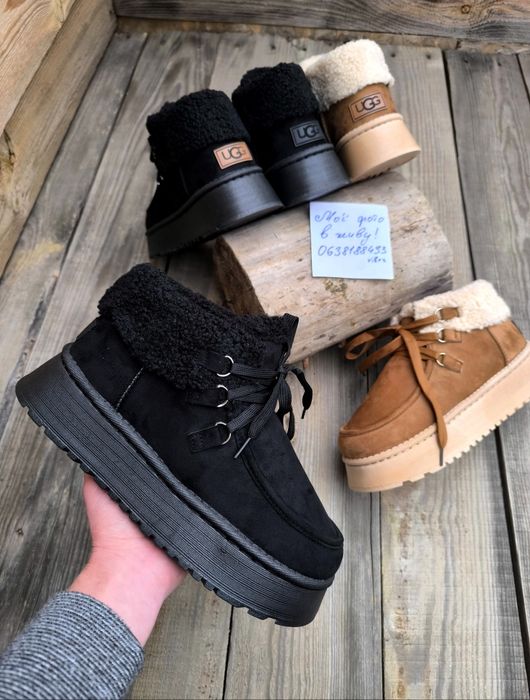 36-41 р чорні черевики чоботи угги жіночі теплі на товсті підошви ugg