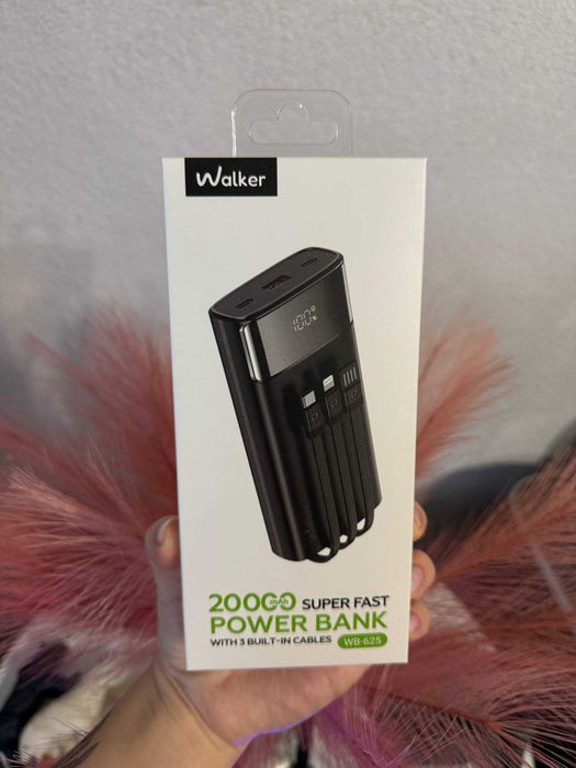 Павербанк Зарядка акумулятор Power Bank WALKER WB-625 20000mAh black