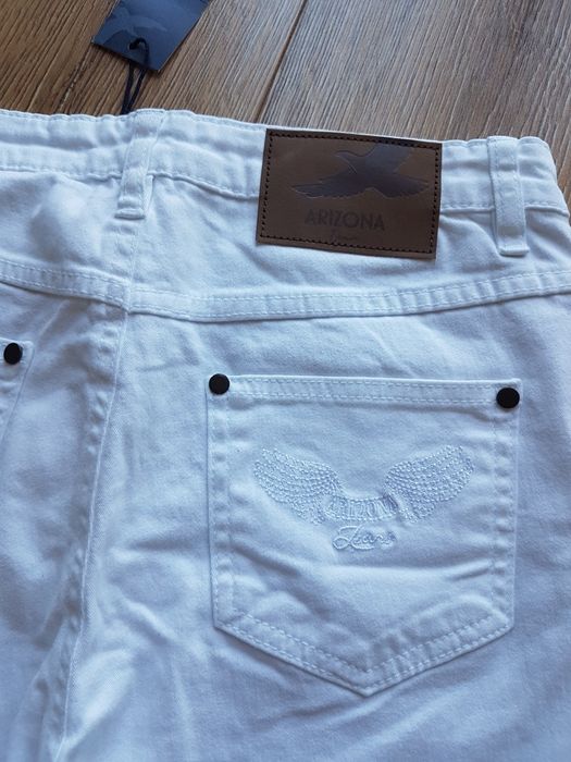 S 36 Arizona Denim spodnie damskie 3/4 białe na lato spodenki bawełna