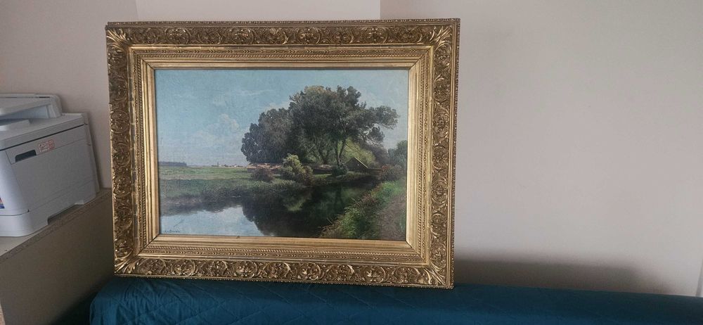 Duży Stary Obraz Antyk autor Max Beierlein ceniony malarz niemiecki XIX/XX wiek szkoła monachijska 109x83vm