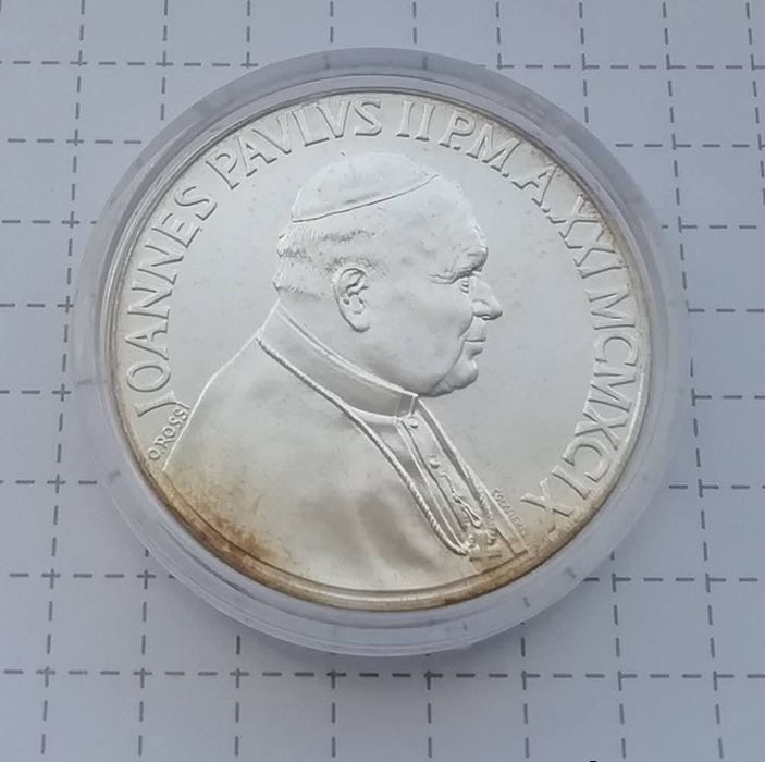Ватикан 500 лір 1999р. СРІБЛО . 70 років - Незалежність Ватікана. Сертифікат.