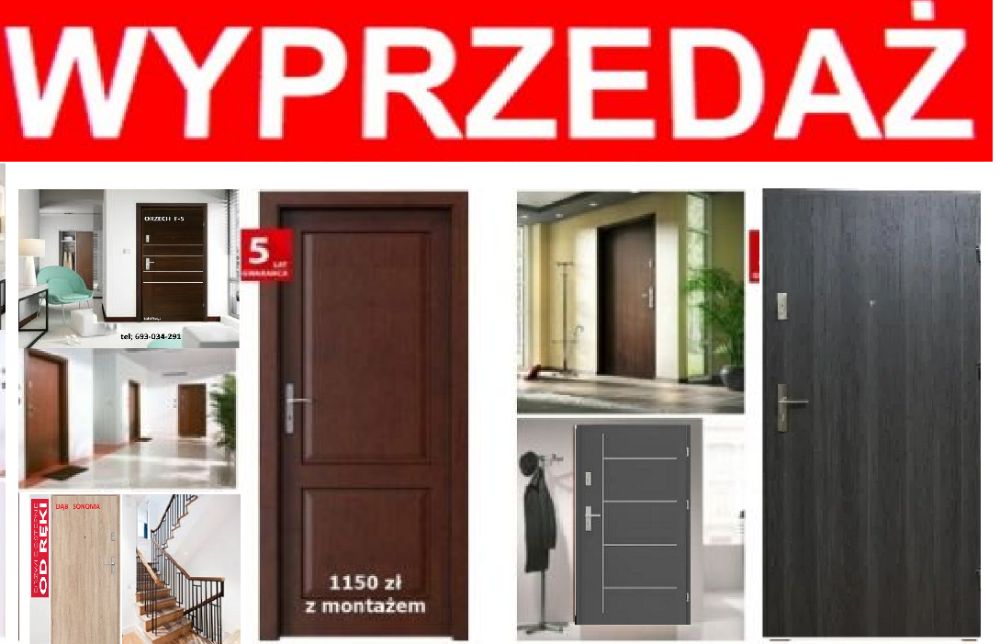 Solidne drzwi zewnętrzne WEJŚCIOWE z montażem, POLSKIE