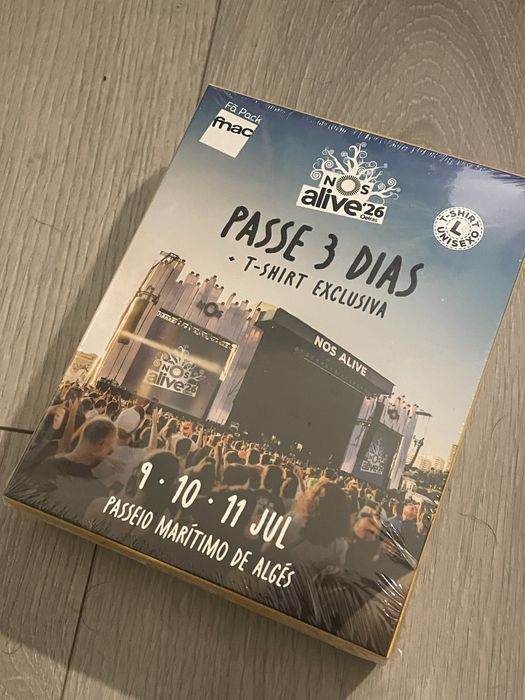 Bilhete Passe 3 Dias Festival NOS Alive 2026 Fã Pack FNAC T-shirt L