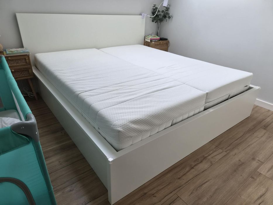 Łóżko Ikea Malm + 2 materace Ikea Akrehamn