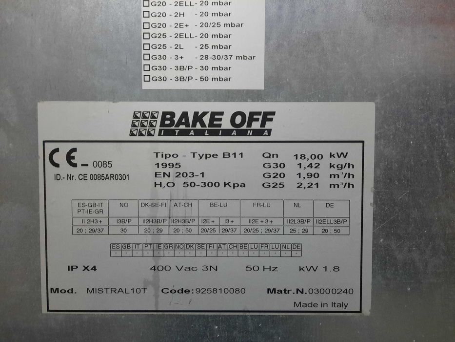 Forno para pão - trifásico - Bake Off - Italy