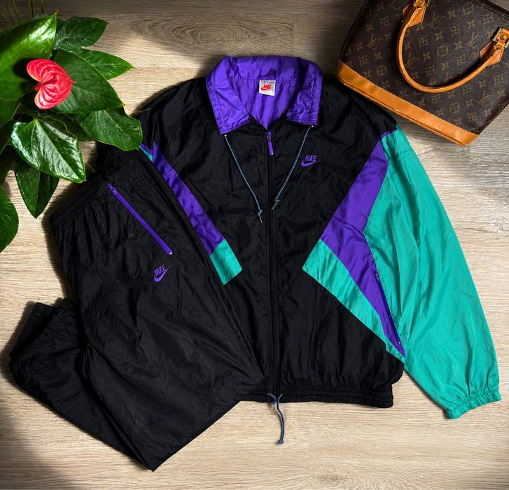 Nike Dres Vintage  Komplet Kurtka XL Spodnie Wiatrówka Retro 90s