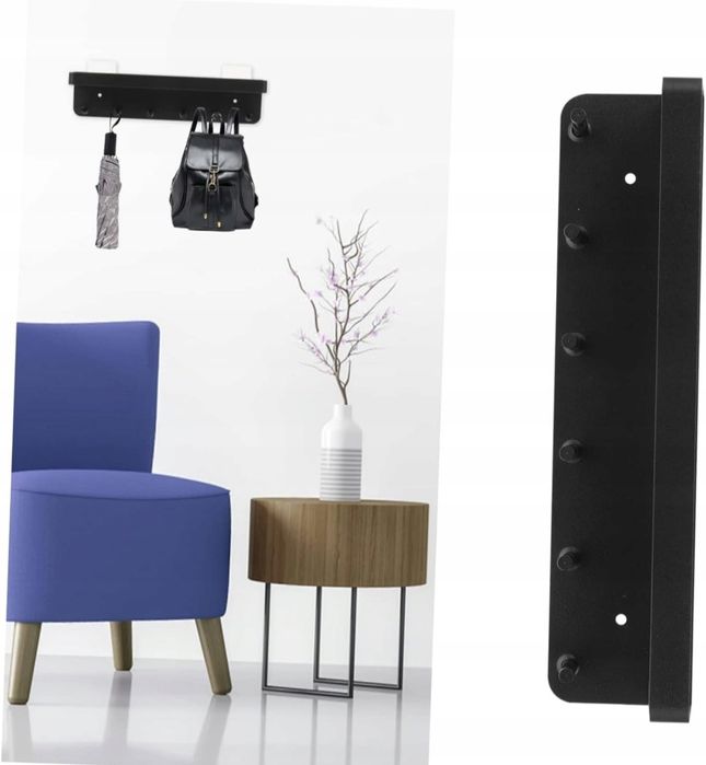 Wieszak Nascienny Czarny z 6 Haczykami i Przylepcami