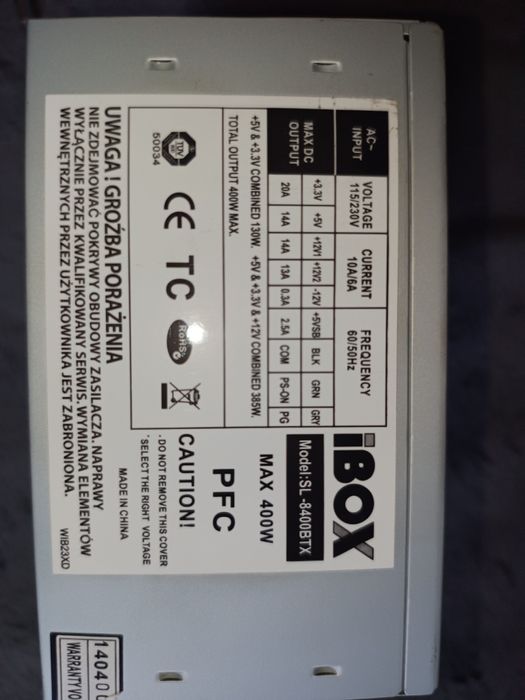 Zasilacz IBOX  Sl-8400BTX 400W