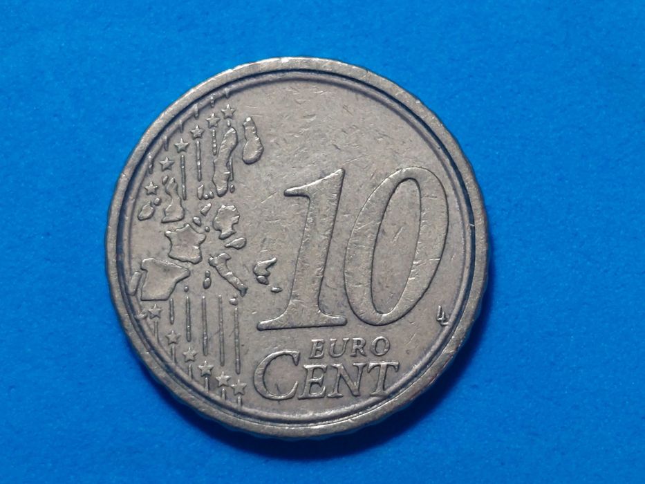 Moeda de 0,10 Cêntimos Itália com erro de cunhagem no bordo