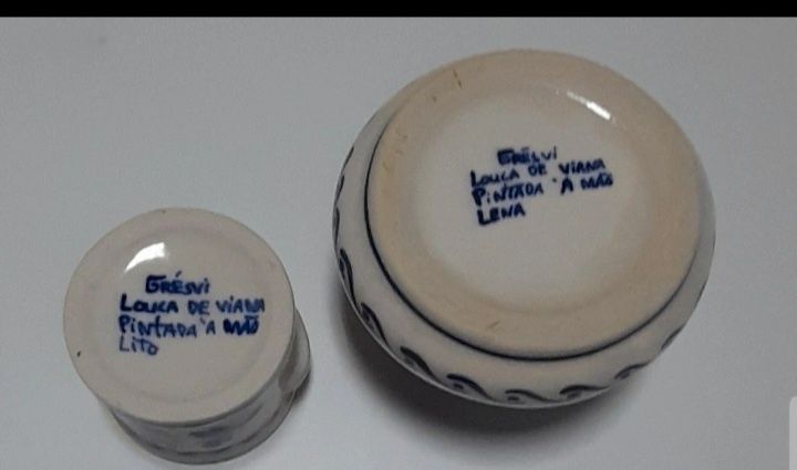 Conjunto de 5 peças de loiça de Viana pintada à mão