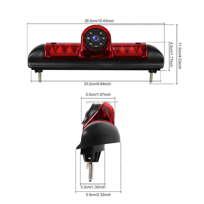 Luz de travão c/ câmara de marcha-atrás HD Fiat Ducato Peugeot Citroen