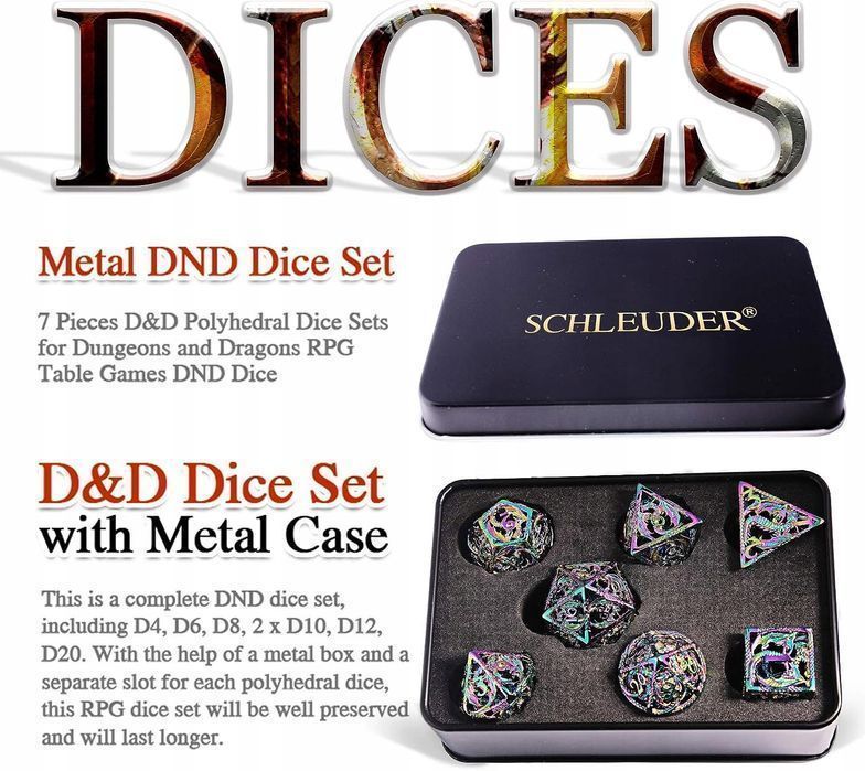 Zestaw kości D&D do ról Dungeons and Dragons 6 szt