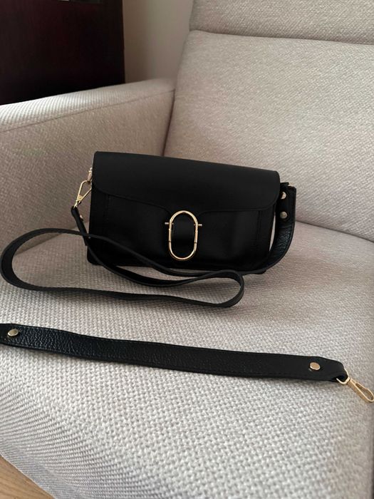 włoska czarna torebka /skóra naturalna / stan idealny