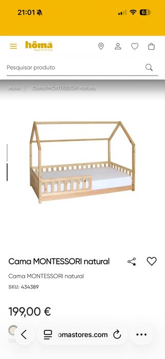 Cama Montessori Natural + Colchao