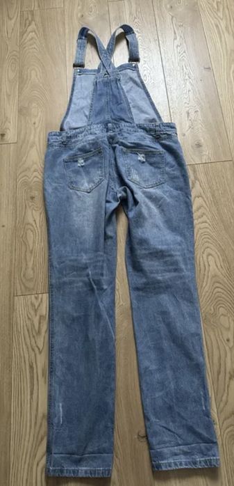 Ogrodniczki przetarcia dziury jeansy XL 42