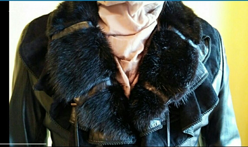 Кожаное пальто женское