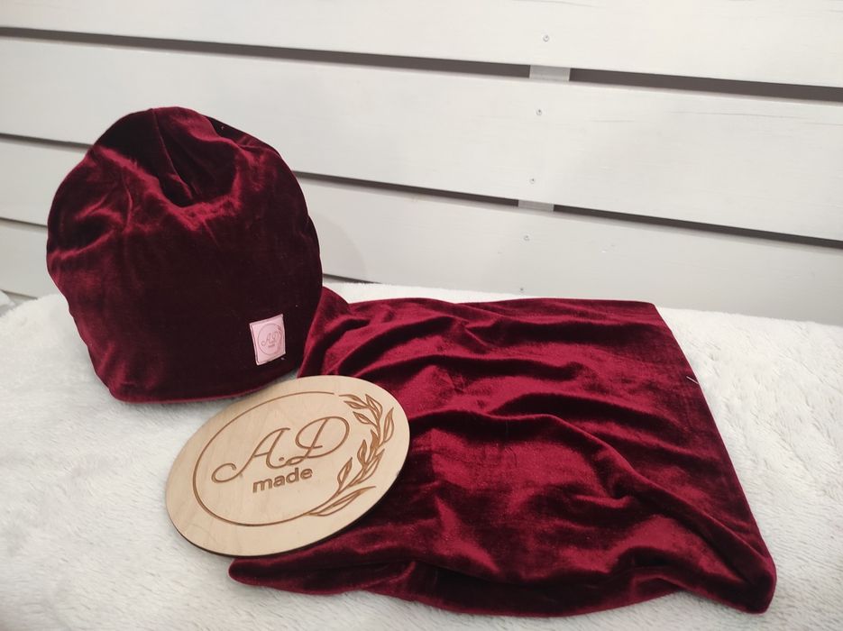 Komplet Welurowy bordo damski