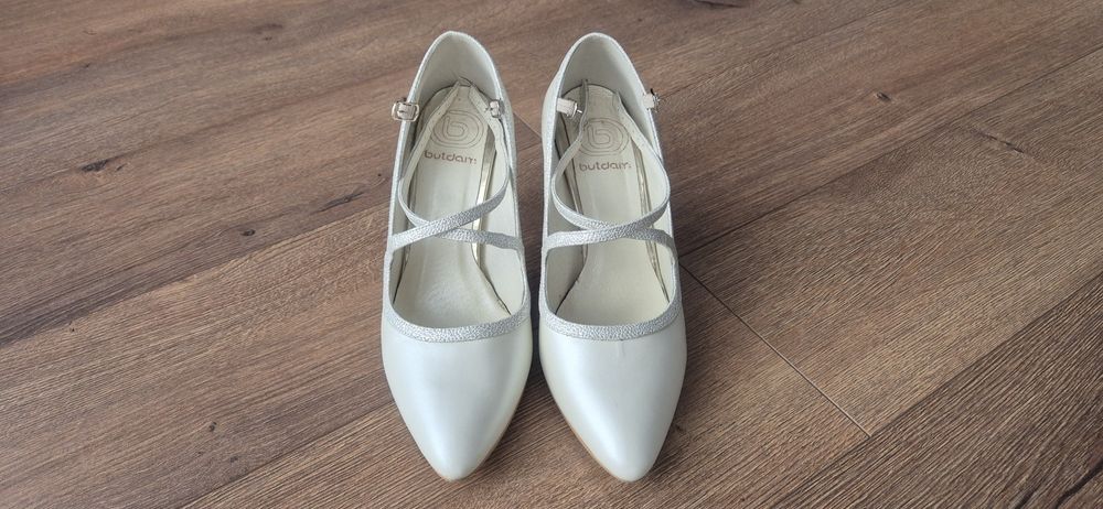 Buty ekru perła do ślubu rozmiar 37